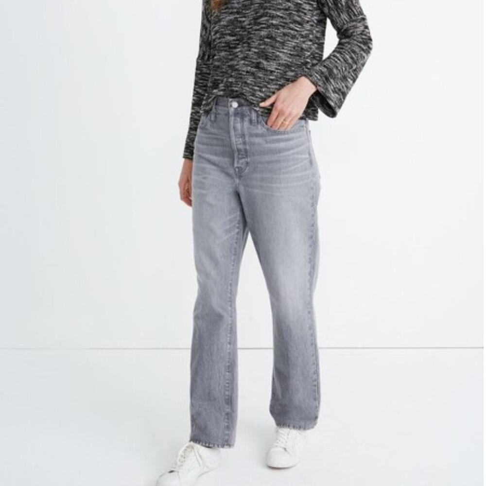 Madewell Dad Jeans Pale Grey Gray Low Slung Boyfriend Button Fly Slouchy 27
